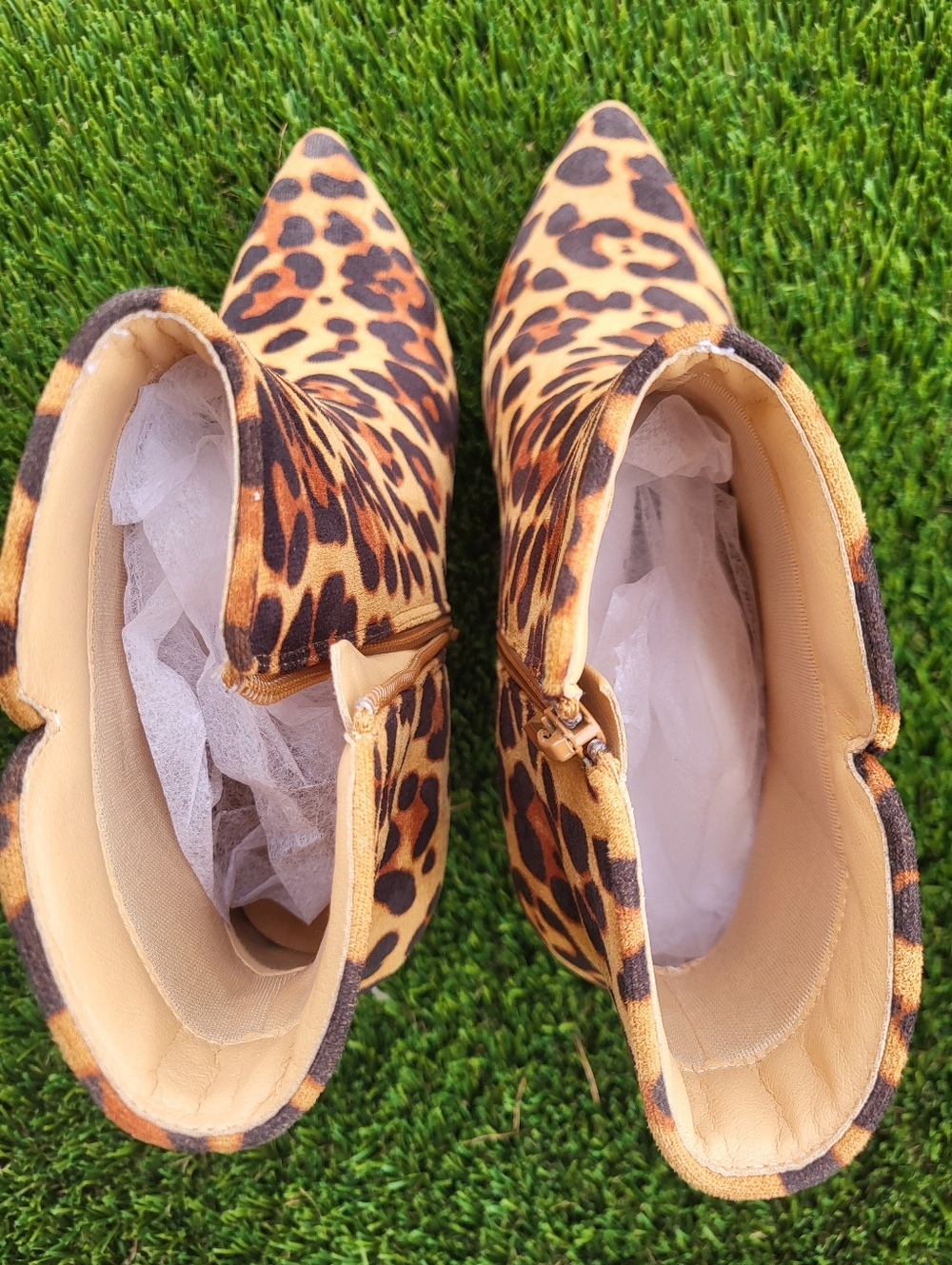 Coutgo Leopard Print Women's Kitten Heel Pointed Toe Booties- 9.5 - Picture 13 of 16